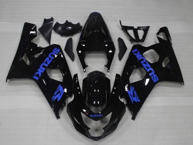 2004-2005 Suzuki GSXR 750 Motorcycle Fairings - Glossy Black Blue Decal UK