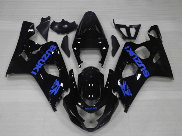 2004-2005 Suzuki GSXR 750 Motorcycle Fairings - Glossy Black Blue Decal UK