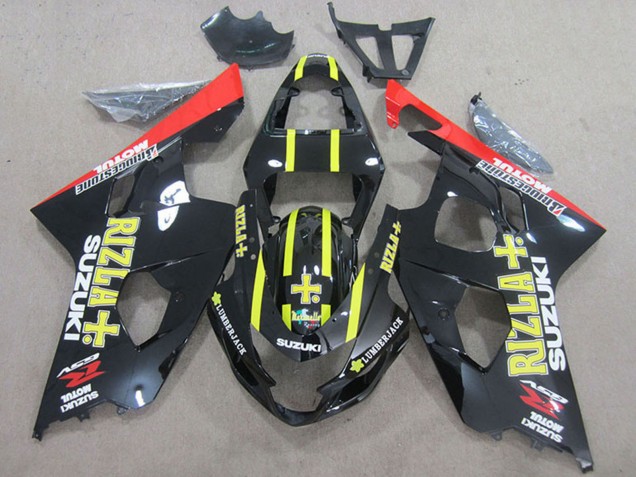 2004-2005 Suzuki GSXR 750 Motorcycle Fairings - Black Red Yellow Rizla UK