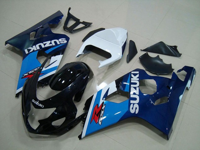 2004-2005 Suzuki GSXR 750 Motorcycle Fairings - White Blue Glossy Black UK