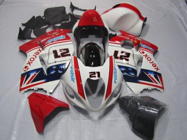 1996-2007 Suzuki GSXR 1300 Hayabusa Motorcycle Fairings - White Red Blue Xerox 21 UK