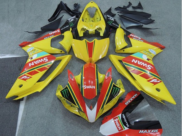2007-2008 Yamaha YZF R1 Motorcycle Fairings - Yellow Red Black White Swan UK
