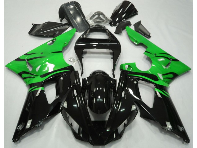 00-01 Black Flame & Green R1 Fairings 00-01 Black Flame & Green R1 Fairings