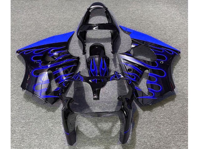 00-02 Gloss Black & Blue Flame ZX6R Fairings 00-02 Gloss Black & Blue Flame ZX6R Fairings