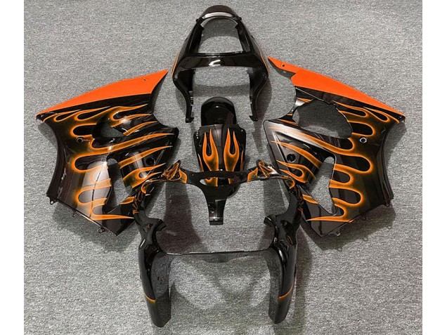 00-02 Gloss Black & Orange Flame ZX6R Fairings 00-02 Gloss Black & Orange Flame ZX6R Fairings