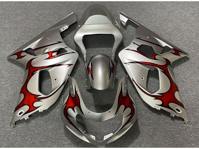 01-03 Gloss Silver & Red GSXR 600-750 Fairings 01-03 Gloss Silver & Red GSXR 600-750 Fairings