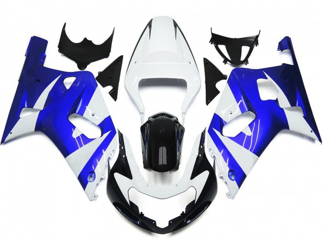 01-03 Vibrant Blue and White OEM Style GSXR 600-750 Fairings 01-03 Vibrant Blue and White OEM Style GSXR 600-750 Fairings