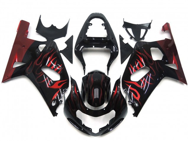 01-03 Vibrant Red Flame GSXR 600-750 Fairings 01-03 Vibrant Red Flame GSXR 600-750 Fairings