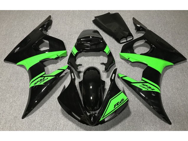 03-04 Gloss Black and Green R6 Fairings 03-04 Gloss Black and Green R6 Fairings
