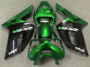 03-04 Gloss Green and Black ZX6R Fairings