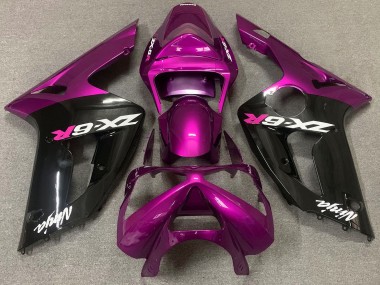 03-04 Gloss Pink and Black ZX6R Fairings