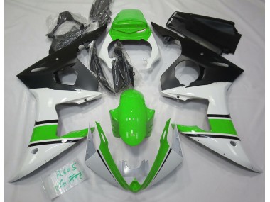 03-04 Gloss White and Green R6 Fairings