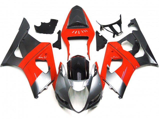 03-04 Plain Red and Silver GSXR 1000 Fairings 03-04 Plain Red and Silver GSXR 1000 Fairings