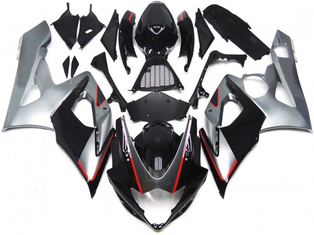 05-06 Black and Silver Gloss with Red GSXR 1000 Fairings 05-06 Black and Silver Gloss with Red GSXR 1000 Fairings