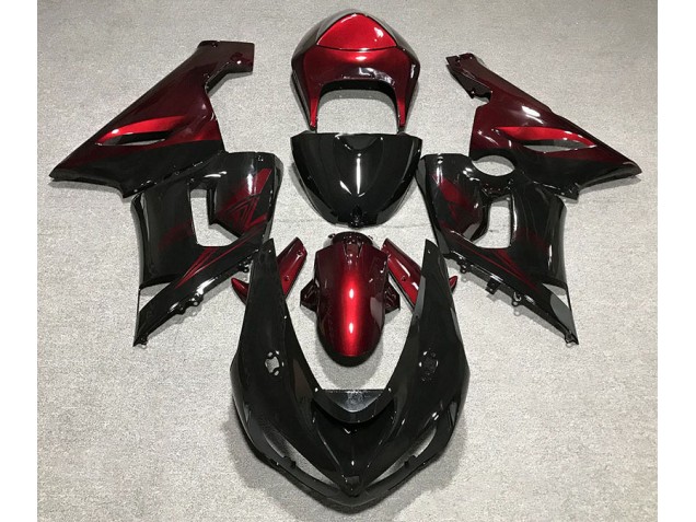 05-06 Gloss Black & Deep Red ZX6R Fairings 05-06 Gloss Black & Deep Red ZX6R Fairings