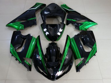 05-06 Gloss Black & Electric Green ZX6R Fairings