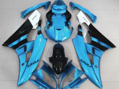 06-07 Gloss Light Blue and Black R6 Fairings