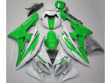 06-07 Gloss White and Green R6 Fairings
