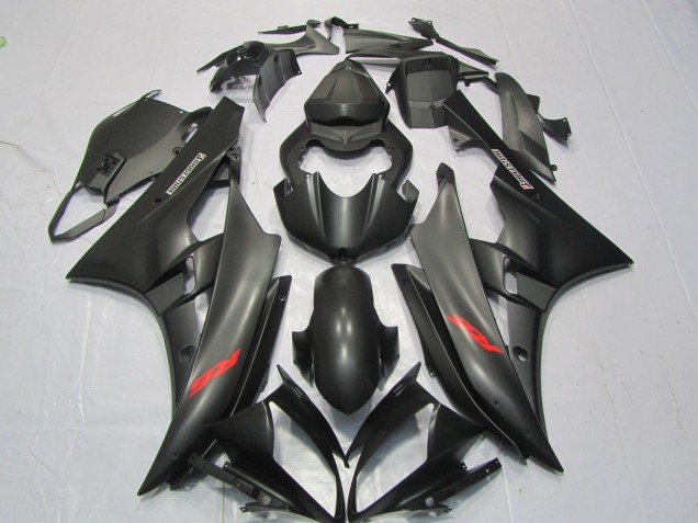 06-07 Matte Black Red Decal R6 Fairings
