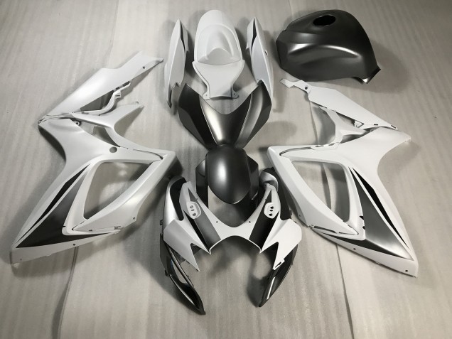 06-07 Matte White and Grey GSXR 600-750 Fairings 06-07 Matte White and Grey GSXR 600-750 Fairings