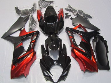 07-08 Gloss Black and Red GSXR 1000 Fairings