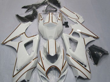 07-08 Gloss White Orange Pin Stripe GSXR 1000 Fairings