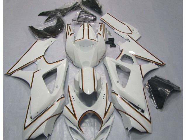 07-08 Gloss White Orange Pin Stripe GSXR 1000 Fairings 07-08 Gloss White Orange Pin Stripe GSXR 1000 Fairings