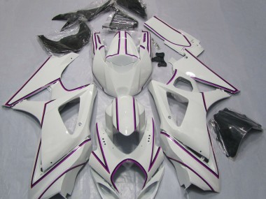 07-08 Gloss White Pink Pin Stripe GSXR 1000 Fairings