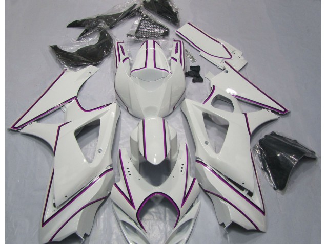 07-08 Gloss White Pink Pin Stripe GSXR 1000 Fairings 07-08 Gloss White Pink Pin Stripe GSXR 1000 Fairings