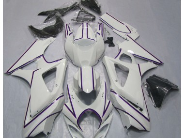 07-08 Gloss White Purple Pin Stripe GSXR 1000 Fairings