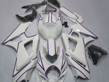 07-08 Gloss White Purple Pin Stripe GSXR 1000 Fairings