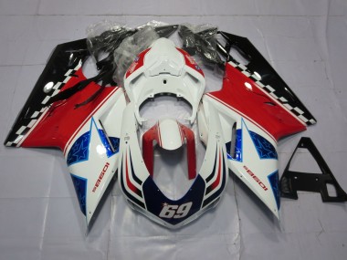 07-14 69 White and Red Ducati 848 1098 1198 Fairings