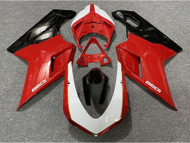 07-14 Black Red White Ducati 848 1098 1198 Fairings