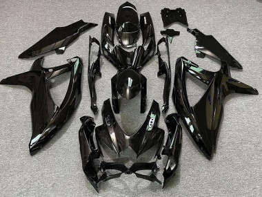 08-10 Gloss Black & White Logos GSXR 600-750 Fairings
