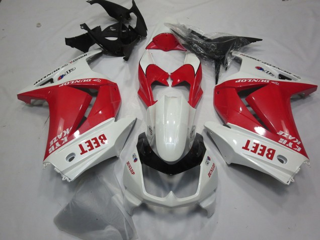 08-12 Beet Red and White Ninja 250 Fairings 08-12 Beet Red and White Ninja 250 Fairings