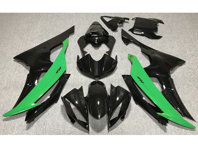 08-16 Gloss Black & Green R6 Fairings