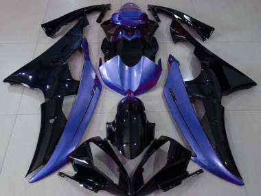08-16 Gloss Black & Light Blue R6 Fairings