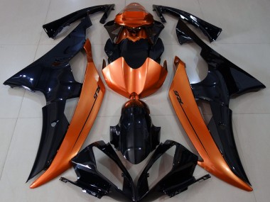 08-16 Gloss Black & Light Orange R6 Fairings