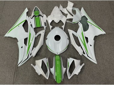 08-16 Gloss White and Green R6 Fairings