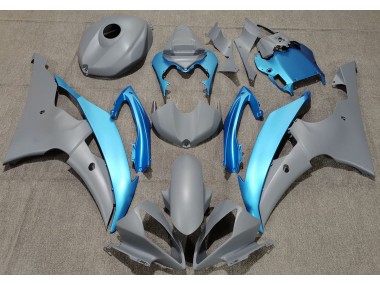 08-16 Matte Grey & Sky Blue R6 Fairings