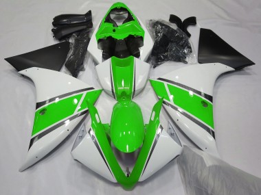 09-11 Gloss White and Green R1 Fairings