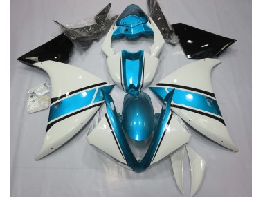 09-11 Gloss White and Light Blue R1 Fairings