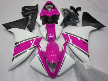 09-11 Gloss White and Pink R1 Fairings