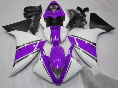 09-11 Gloss White and Purple R1 Fairings