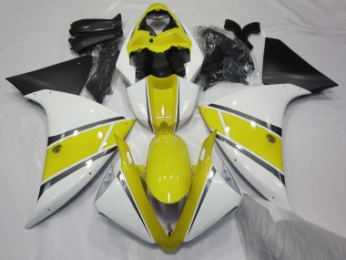 09-11 Gloss White and Yellow R1 Fairings