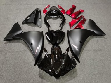 09-11 Matte Black and Red R1 Fairings