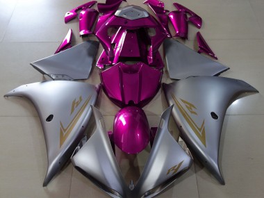 09-11 Matte Silver & Pink R1 Fairings