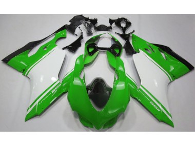 11-14 Gloss Green White and Black Ducati 1199 Fairings