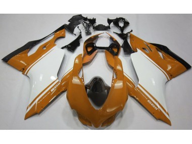 11-14 Gloss Orange White and Black Ducati 1199 Fairings