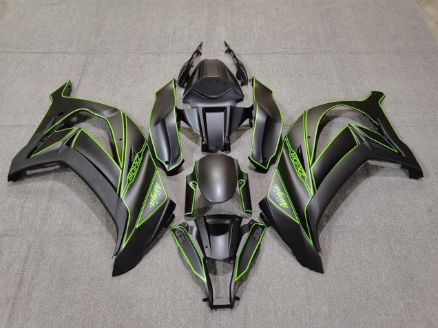 11-15 Matte Black & Green Lining ZX10R Fairings 11-15 Matte Black & Green Lining ZX10R Fairings